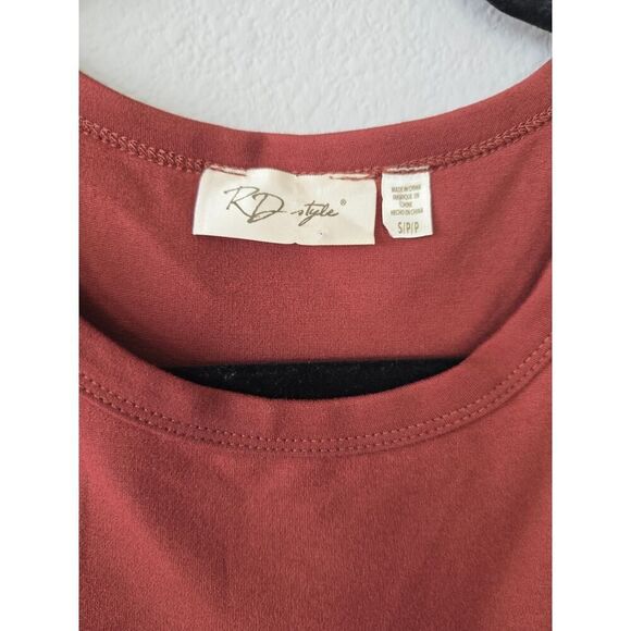 RD Style Racerback Midi Dress Size S Brick Red Bodycon Minimalist Streetwear - Picture 3 of 6